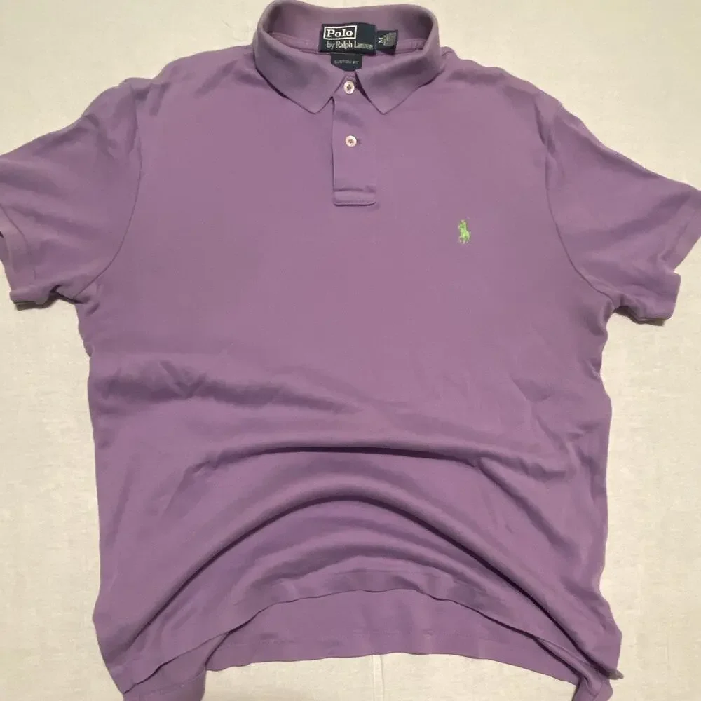 Polo by Ralph Lauren Purple Solid Knit Custom Fit Polo Shirt Men’s M Logo